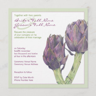 Purple Artichokes green Wedding Invitation