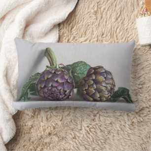 Purple Artichokes Hyperrealism Painting Lumbar Cushion