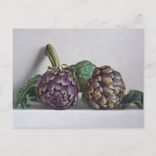 Purple Artichokes Hyperrealism Painting Postcard