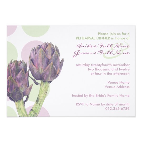 Purple Artichokes Rehearsal Dinner Invitation