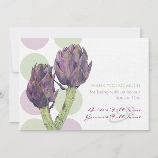 Purple Artichokes Wedding Thank You (Front)