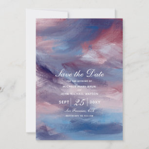 Purple Artistic Evening Sky Save the Date Card