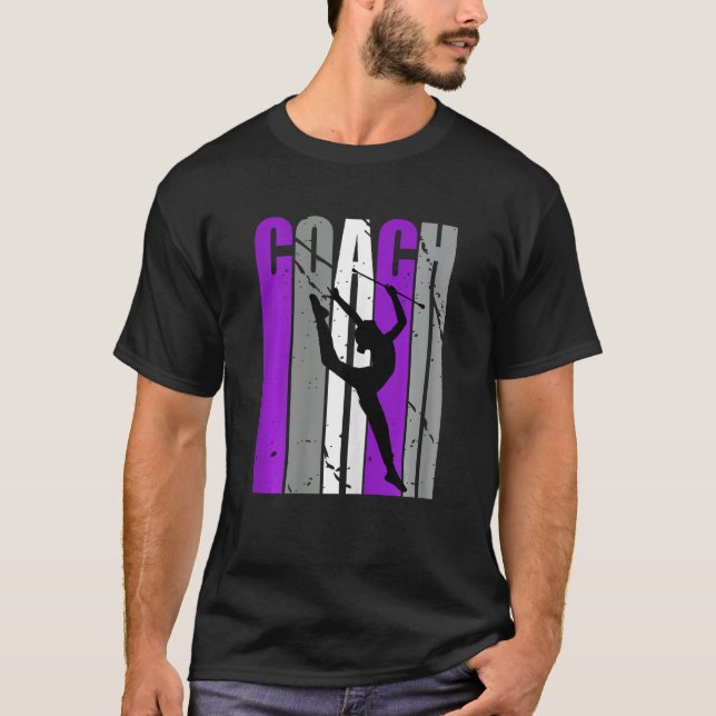 Purple Artistic Rhythmic Gymnastics Coach Teacher T-Shirt (Front)