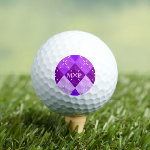 Purple Arygle with White Stitching Golf Balls
