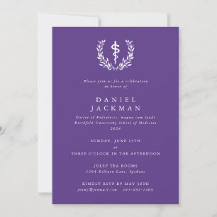 Purple Asclepius Medical School Graduation Invitation