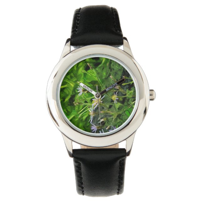 Purple Aster Among Burnt Trees Abstract Watch (Front)