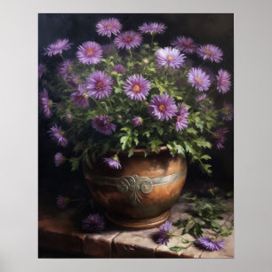 Purple Aster Flowers Art Print Poster