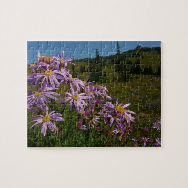 Purple Aster Flowers at Mount Rainier Jigsaw Puzzle (Horizontal)