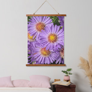 Purple Aster Flowers Floral Hanging Tapestry