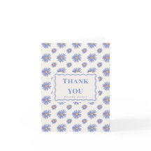 Purple Aster Personalised Flat Thank You Card