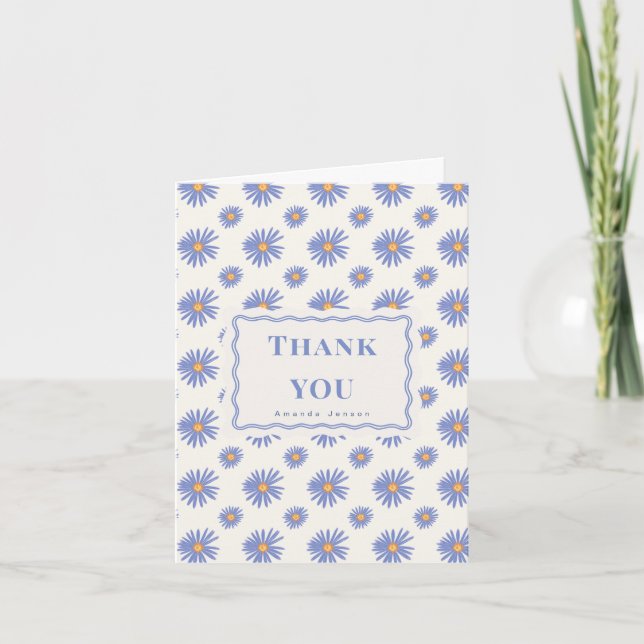 Purple Aster Personalised Flat Thank You Card (Front)