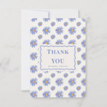 Purple Aster Personalised Flat Thank You Card