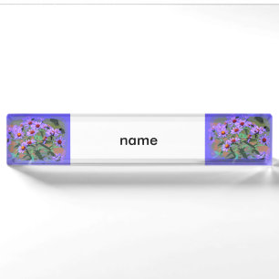 purple asters desk nameplate