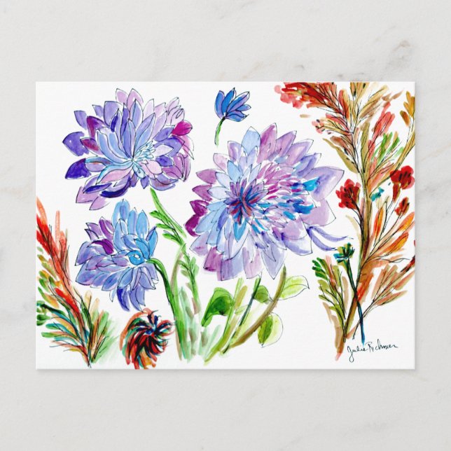 Purple Asters  Flower Postcard (Front)