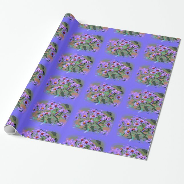purple asters wrapping paper (Unrolled)