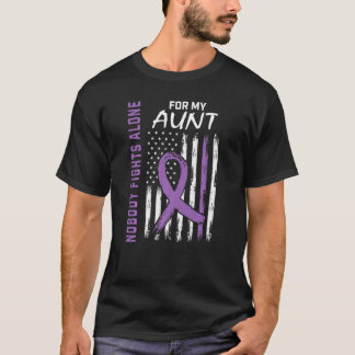 Purple Aunt Lupus Awareness USA Flag Products Clot T-Shirt