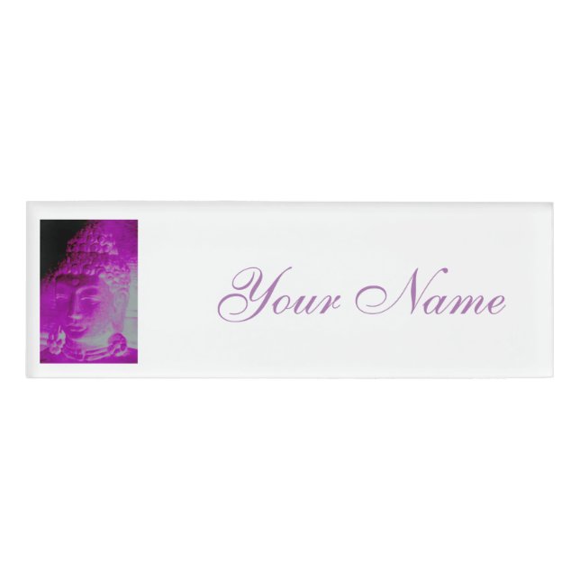 purple aura Buddha head Name Tag (Front)