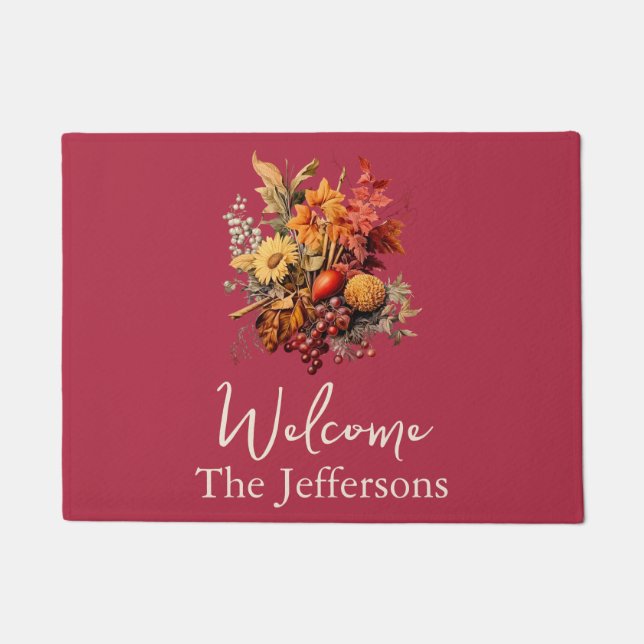 Purple Autumn Bouquet Welcome Mat (Front)