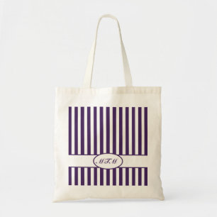 Purple Autumnal Stripes with monogram Tote Bag