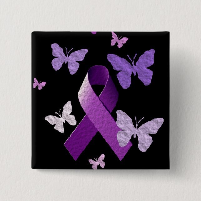 Purple Awareness Ribbon 15 Cm Square Badge (Front)