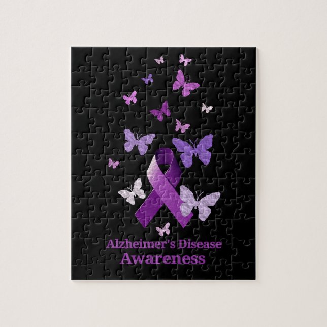 Purple Awareness Ribbon: Alzheimer's Disease Jigsaw Puzzle (Vertical)
