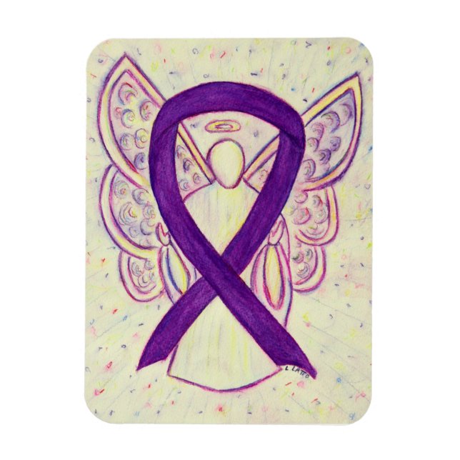 Purple Awareness Ribbon Angel Art Custom Magnet (Vertical)