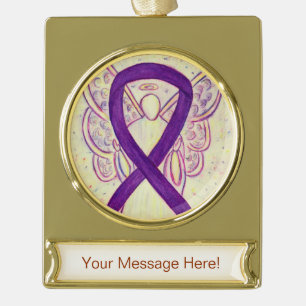 Purple Awareness Ribbon Angel Art Custom Ornament
