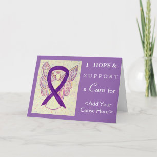 Purple Awareness Ribbon Angel Art Greeting Cards