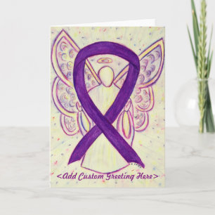 Purple Awareness Ribbon Angel Custom Greeting Card