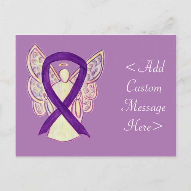 Purple Awareness Ribbon Angel Custom Postcard (Front)