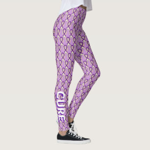 Purple Awareness Ribbon Angel Words Leggings