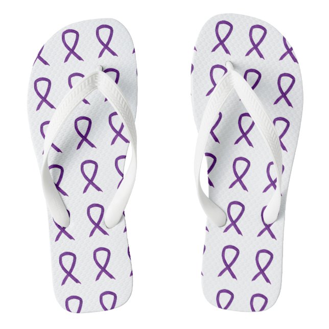 Purple Awareness Ribbon Art Custom Flip Flops (Footbed)