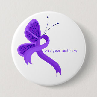 Purple Awareness Ribbon Butterfly  Button