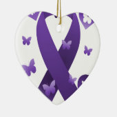 Purple Awareness Ribbon Ceramic Ornament (Right)