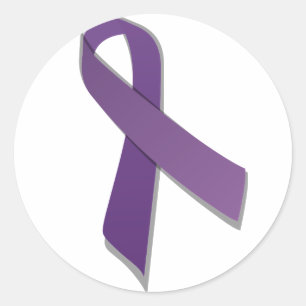 Purple awareness ribbon classic round sticker