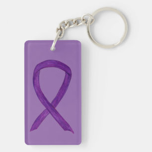 Purple Awareness Ribbon Custom Art Keychain