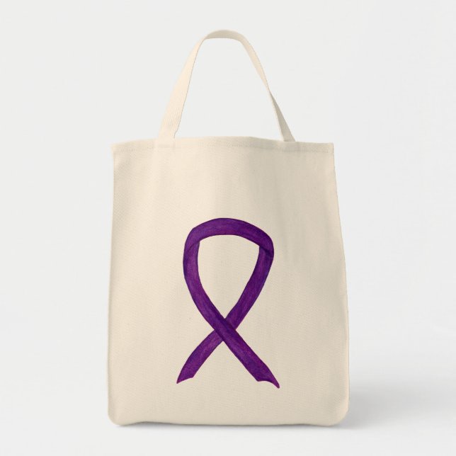 Purple Awareness Ribbon Custom Art Tote Bag (Front)