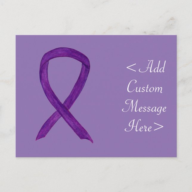 Purple Awareness Ribbon Custom Postcard (Front)