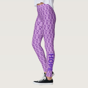 Purple Awareness Ribbon Custom Words Leggings