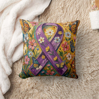 Purple Awareness Ribbon Fibro Cushion
