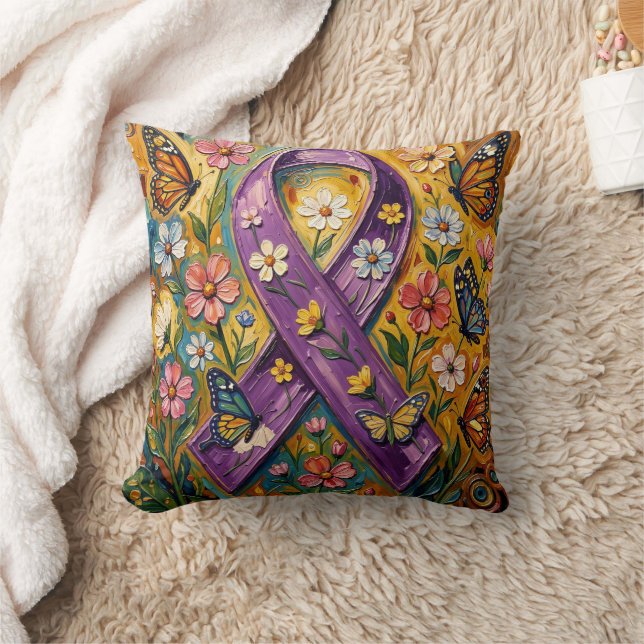 Purple Awareness Ribbon Fibro Cushion (Blanket)