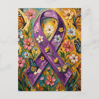 Purple Awareness Ribbon Fibro Postcard