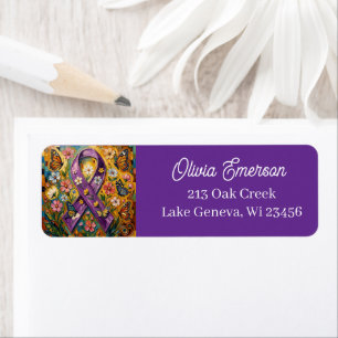 Purple Awareness Ribbon Fibro Return Address Label