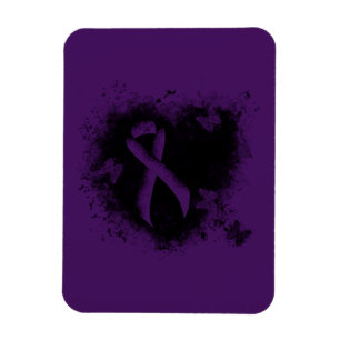 Purple Awareness Ribbon Grunge Heart Magnet