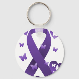Purple Awareness Ribbon Key Ring
