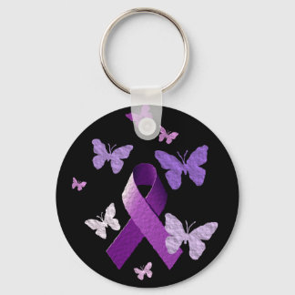 Purple Awareness Ribbon Key Ring