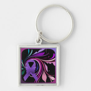Purple Awareness Ribbon Key Ring