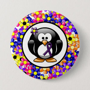 Purple Awareness Ribbon Penguin 7.5 Cm Round Badge