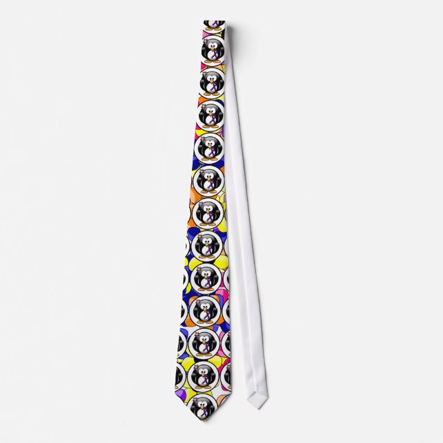 Purple Awareness Ribbon Penguin Tie (Front)