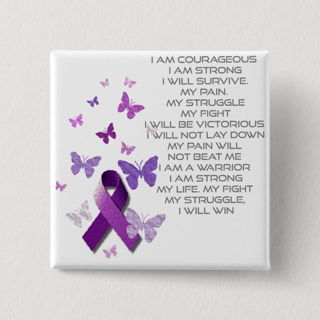 Purple Awareness Ribbon/poem 15 Cm Square Badge (Front)